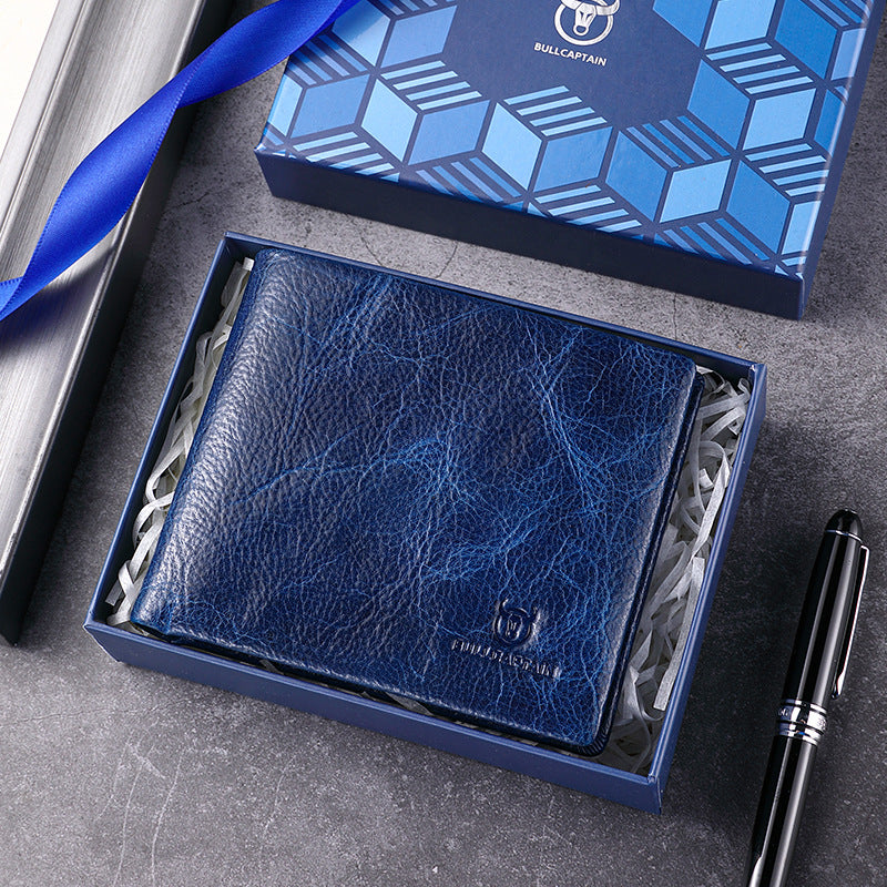 First Layer Cowhide Lightning Pattern Man's Men's Wallets