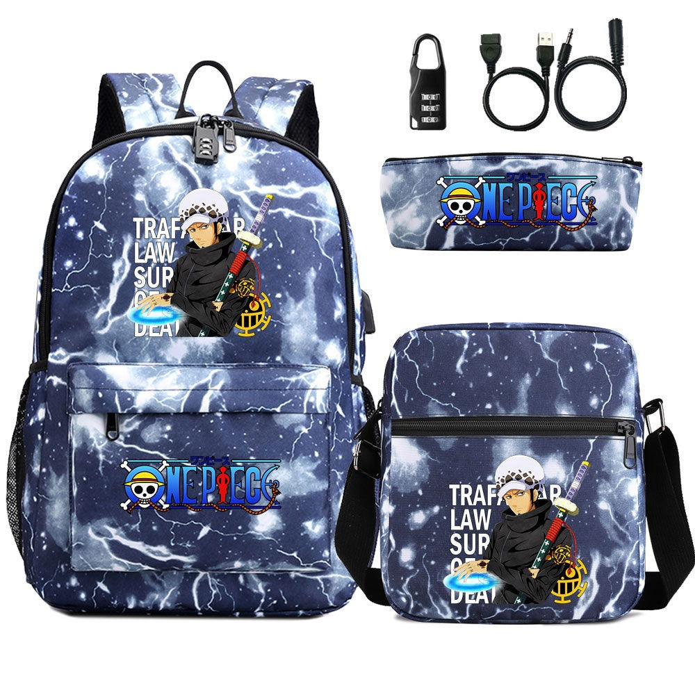 Women's & Men's & Cartoon One Piece Password Pencil Middle School Students' Schoolbags