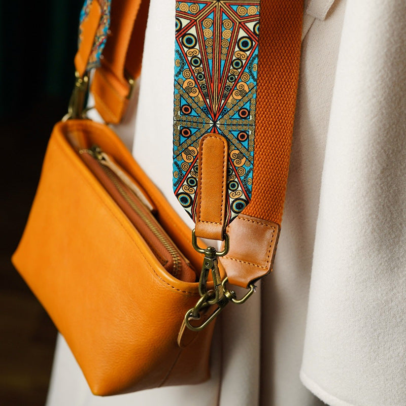 Women's Leather First Layer Cowhide Wide Strap Shoulder Bags