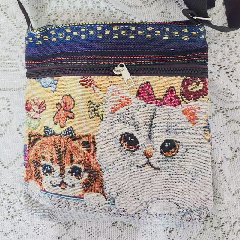 Women's Elephant Owl Shopping Canvas Trendy Women's Messenger Bag