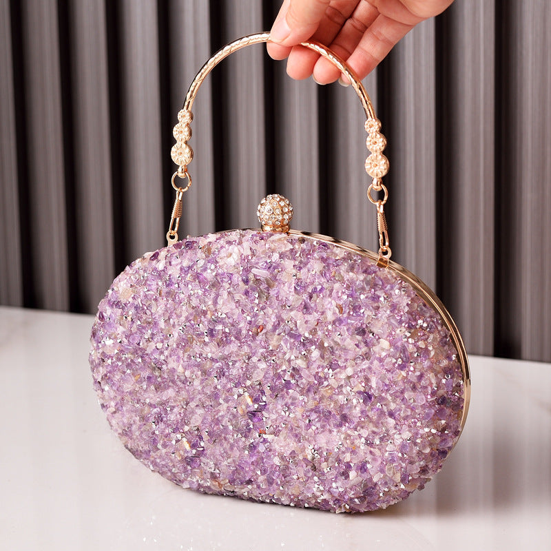 Unique Glamorous Diamond Round Clutch Banquet Evening Bags