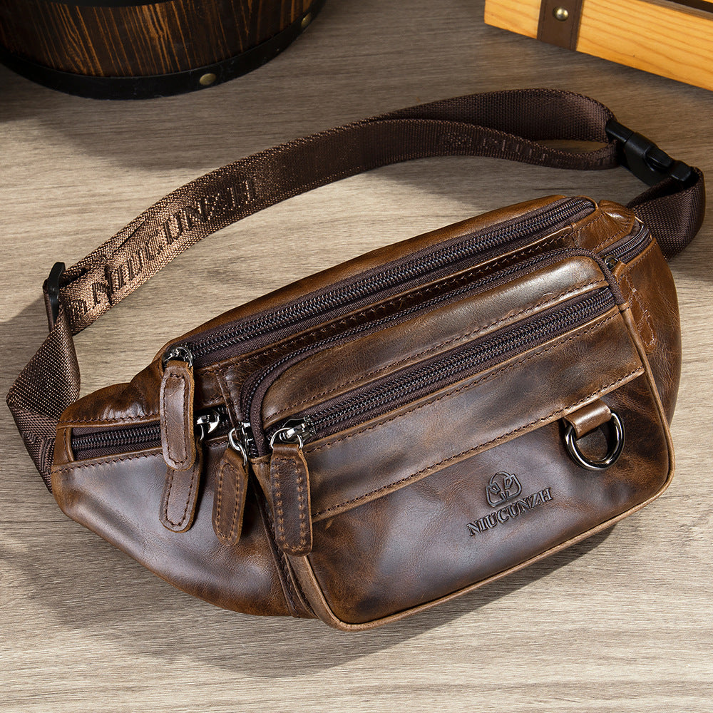 Men's Genuine Leather Mobile Business First Layer Men's Waist Packs