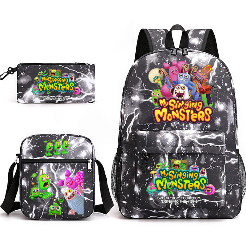 Game Monster Concert Pencil Three-piece Set Backpacks