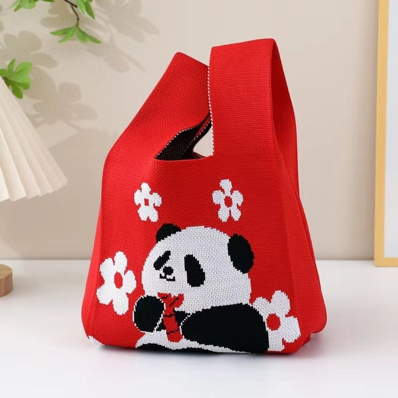 National Fashion Giant Panda Knitted Niche Gift Hand Cute Wild Women's Handbag