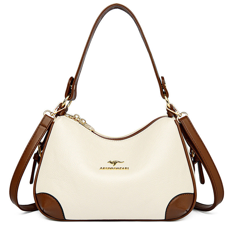 Women's Genuine Leather Mom Large Capacity Contrast Bags