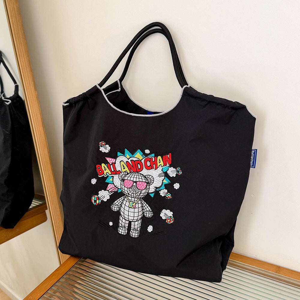 Environmental Protection Waterproof Nylon Embroidery Fashion Large Bags