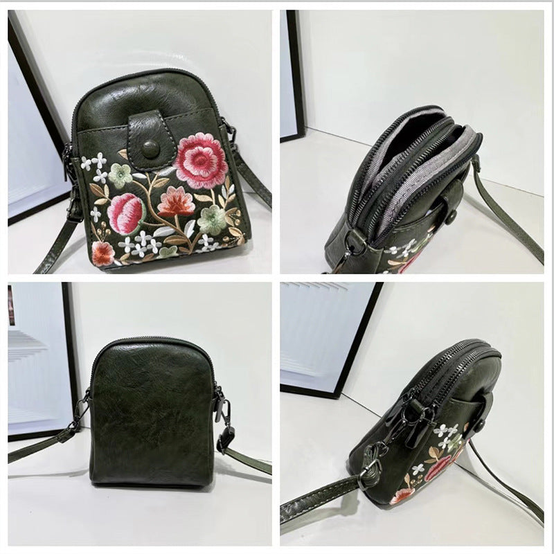 Women's Fashion Female Embroidered Flower Mobile For Bags