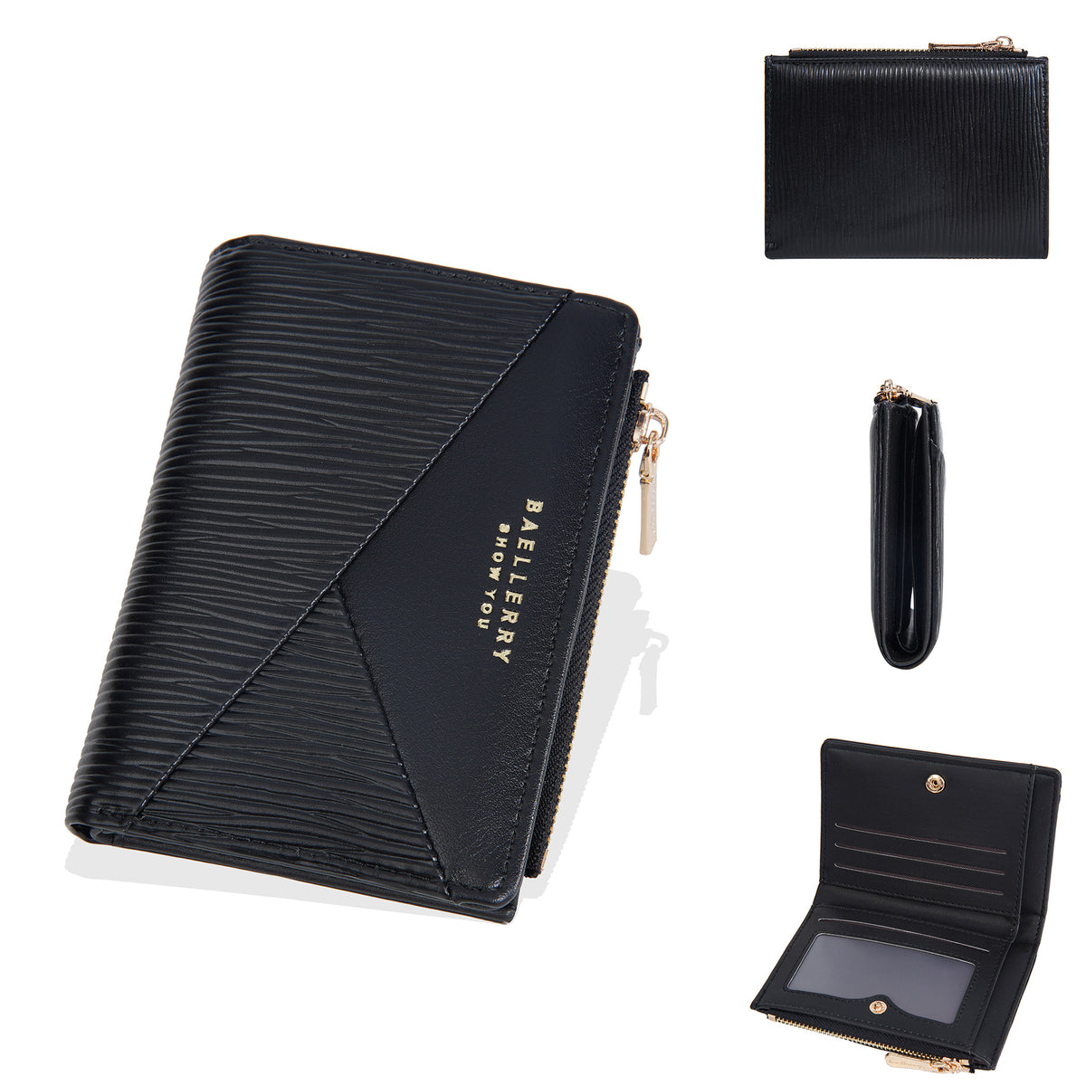 Women's High-grade Bark Pattern Short Large Capacity Two-fold Ladies Wallet
