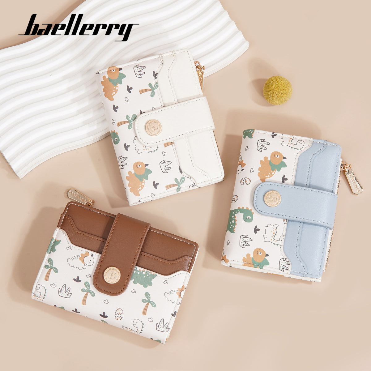 Women's Versatile Cartoon Printing Short Cute Large Capacity Two Ladies Wallet