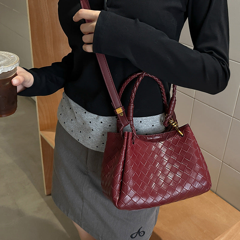 Women's Retro Fashion Personality Trendy Woven Textured Small Square Bags