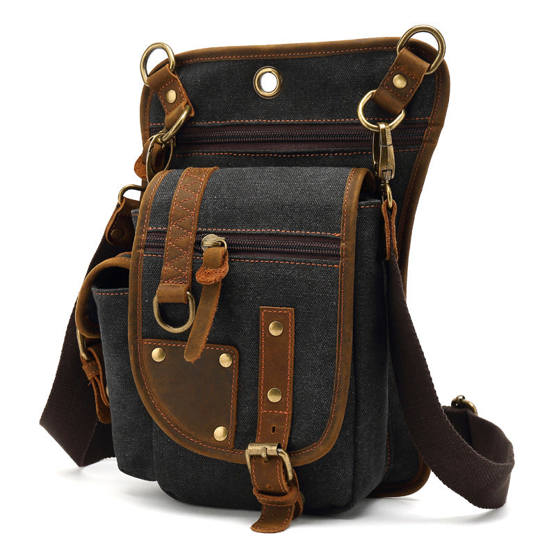 Men's Grid Riding Leg Canvas Fashion Korean Bags
