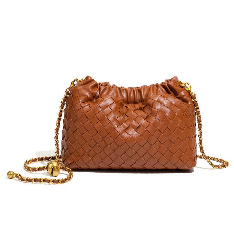 Women's Pleated Cloud Fashion Golden Ball Hand-woven Bags