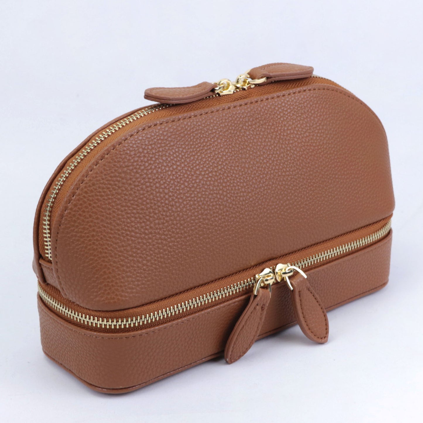 Solid Color Leather Fashion Shell Shape Multifunctional Cosmetic Bags