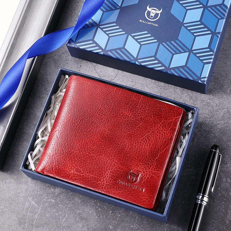 First Layer Cowhide Lightning Pattern Man's Men's Wallets