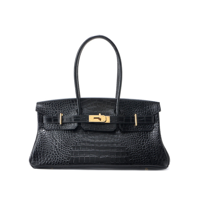 Crocodile Pattern Platinum Genuine Leather Portable Bags