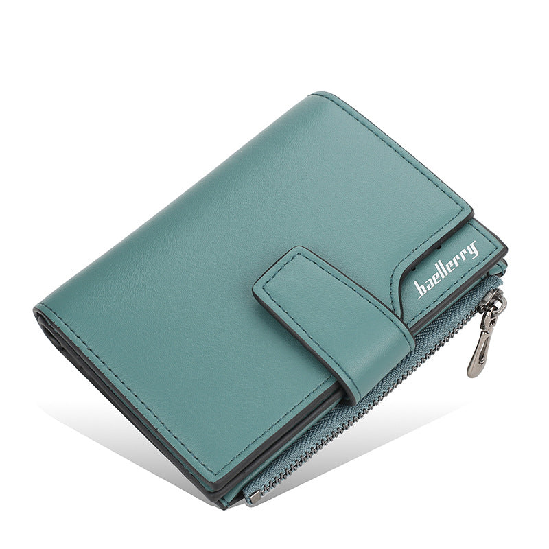 Women's Leather Short Korean Style Multiple Slots Zipper Hasp Ladies Wallet