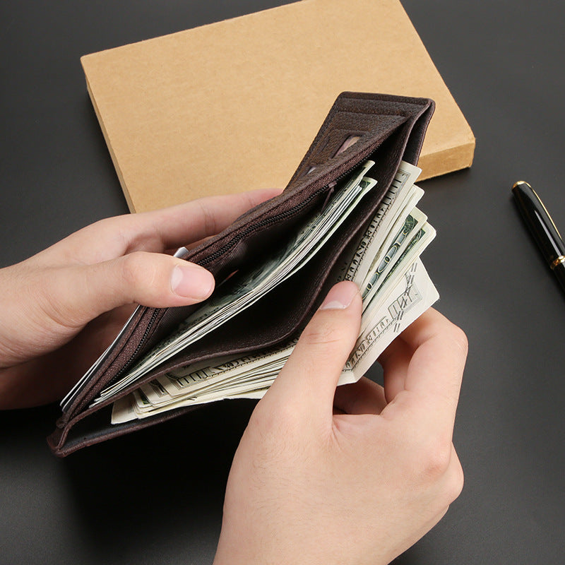 Men's Short Crocodile Pattern Thin Retro Men's Wallet