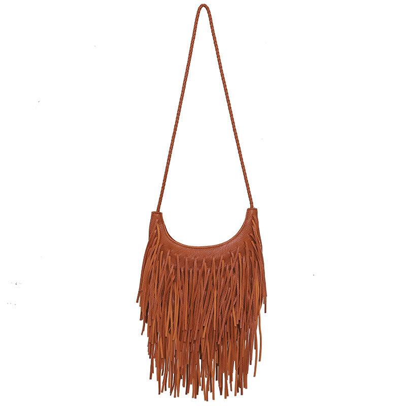 Fashion Tassel Lady's Individual Soft Leather Women's Shoulder Bag