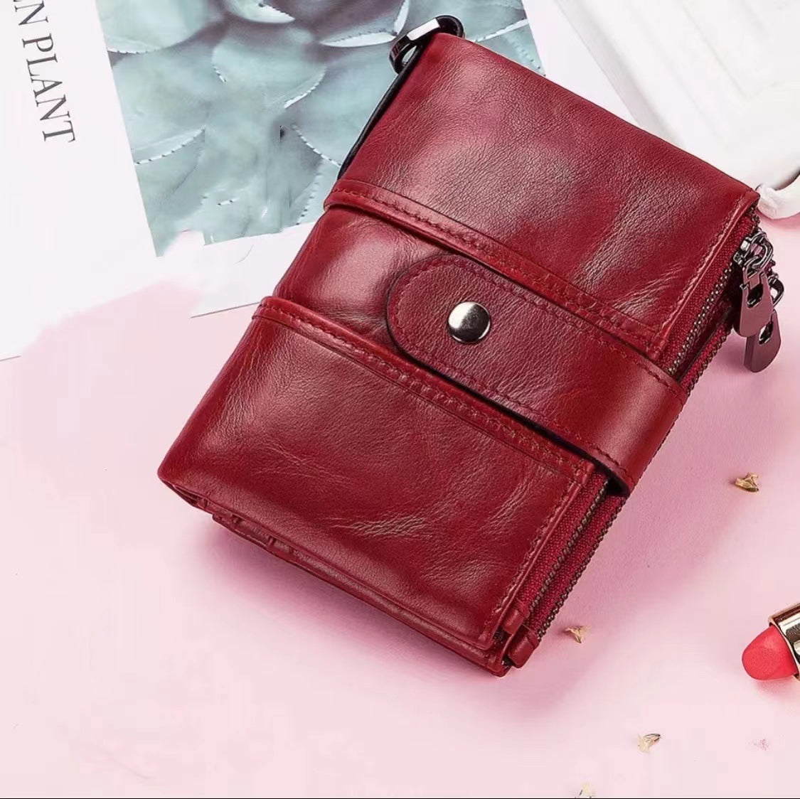 Men's Swiping Genuine Leather Multifunctional Zipper Vintage Men's Wallets