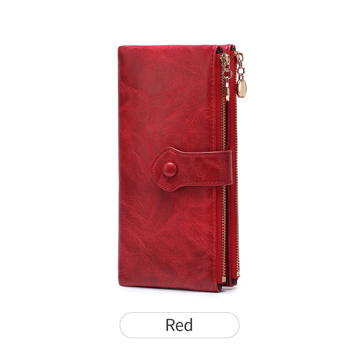 Women's Double Fold Long Simple Large Capacity Zip Multifunctional Buckle