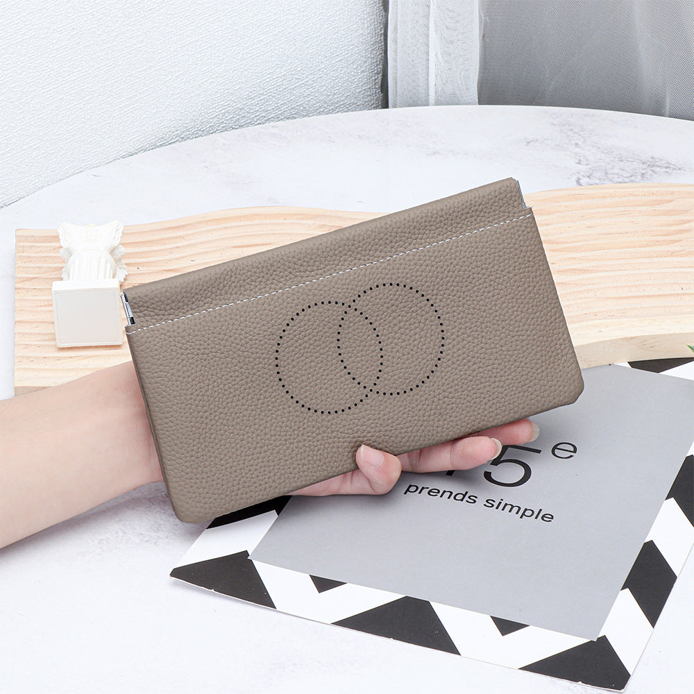 Women's Pure Top Layer Long Cowhide Large Capacity Soft Leather Mobile Ladies Wallet