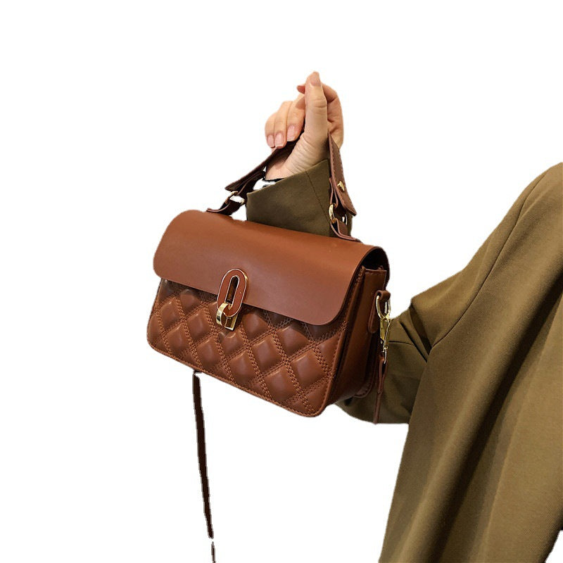 Women's Chocolate Textured Genuine Leather Commuter South Crossbody Bags