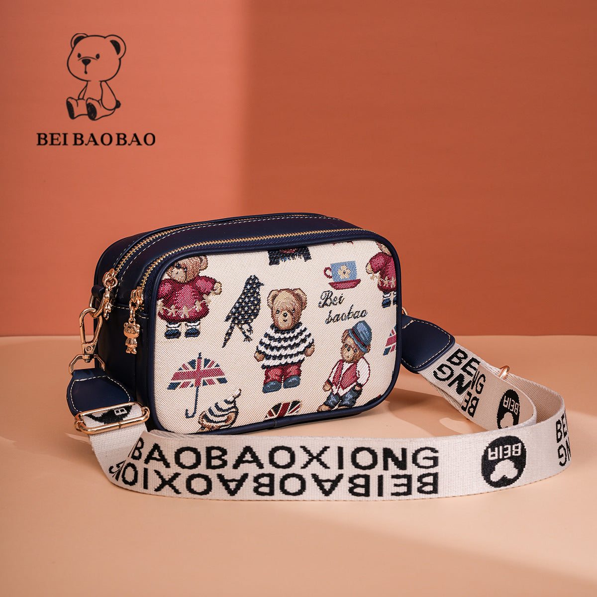 Source Cute Bear Contrast Color Niche Shopping Bags