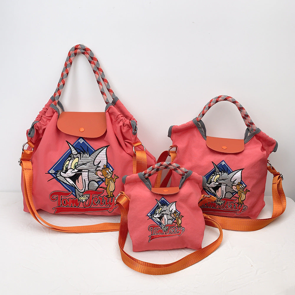 Warner Authorized Cat Mouse Embroidered Portable Women's Handbag