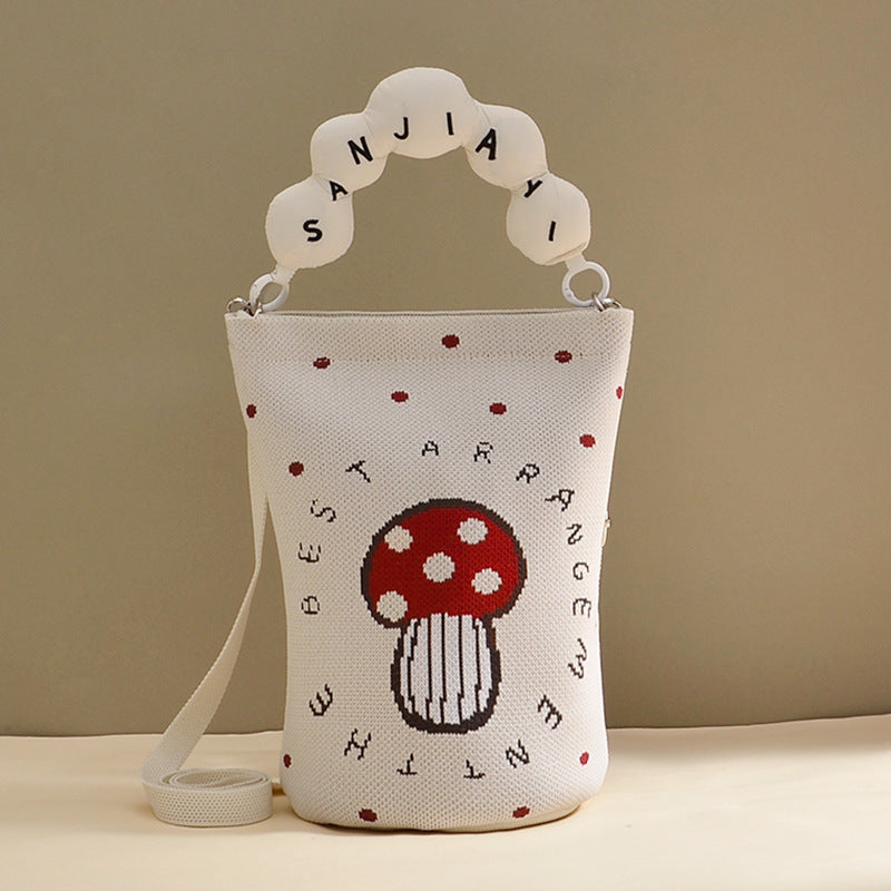 Women's Korean Style Knitted Cute Cartoon Unique Dopamine Flying Women's Handbag