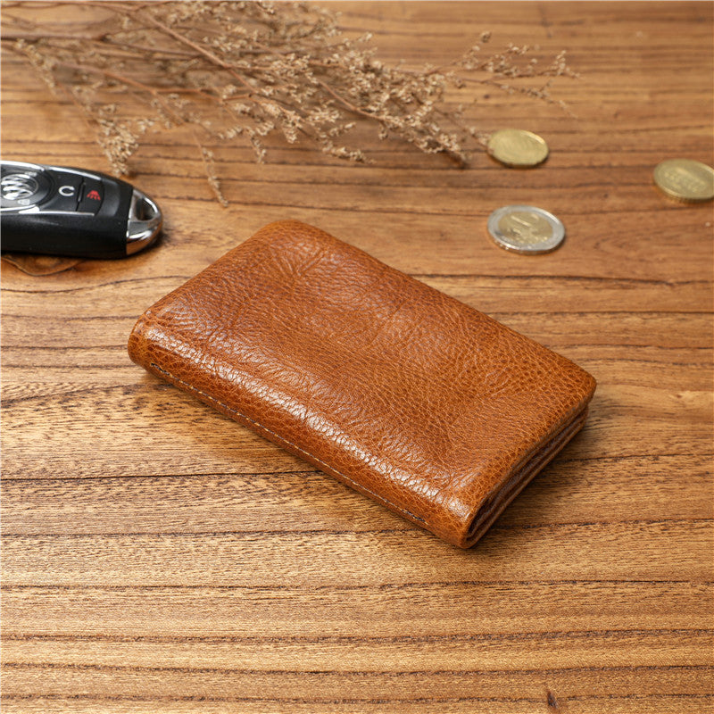 Men's Retro Vegetable Tanned Leather Cowhide Short Men's Wallets