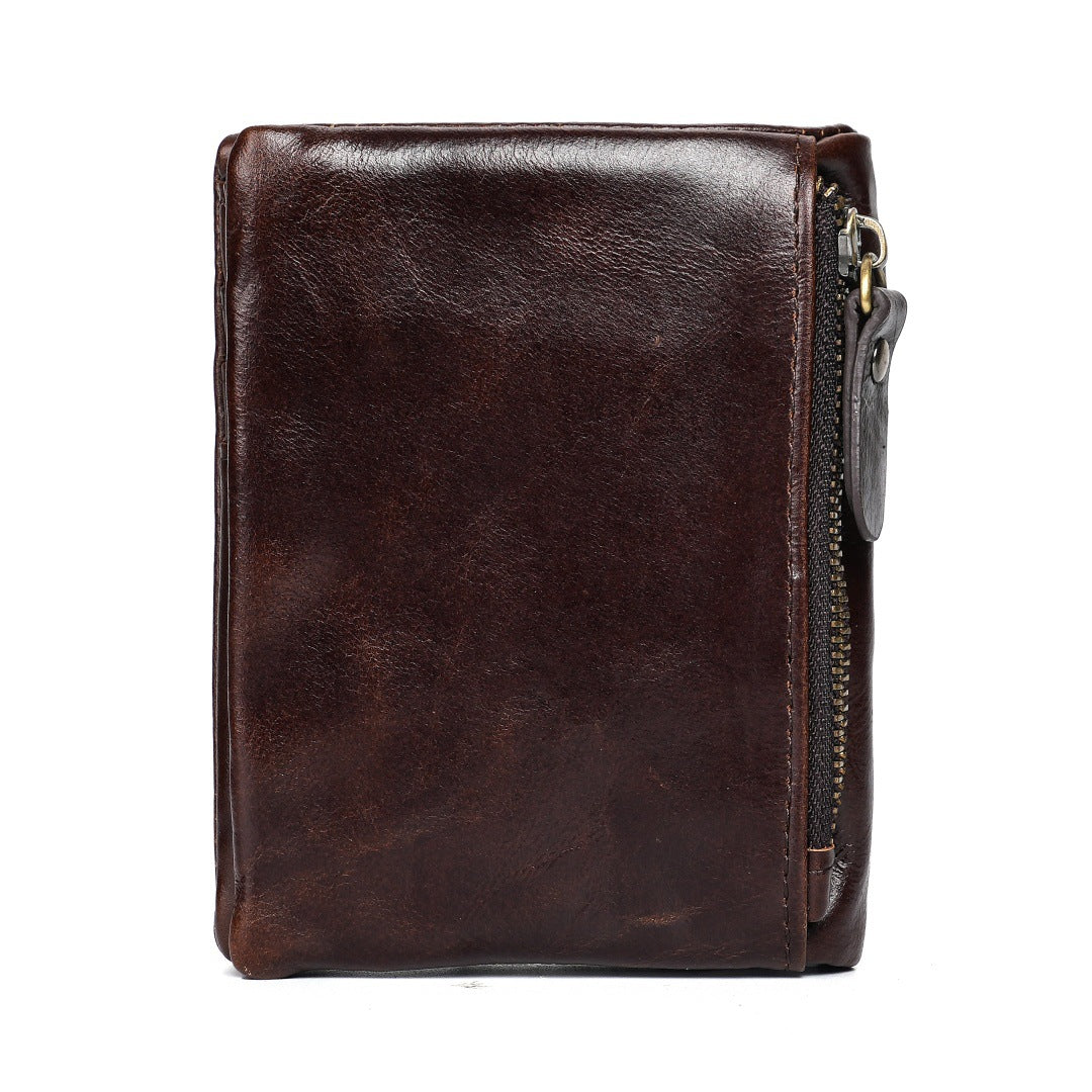 Men's Cowhide Genuine Leather Short Top Layer Men's Wallet