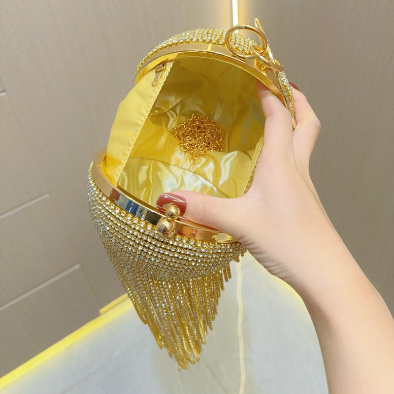 Women's Clutch Rhinestone Tassel Banquet Party Dinner Evening Bags