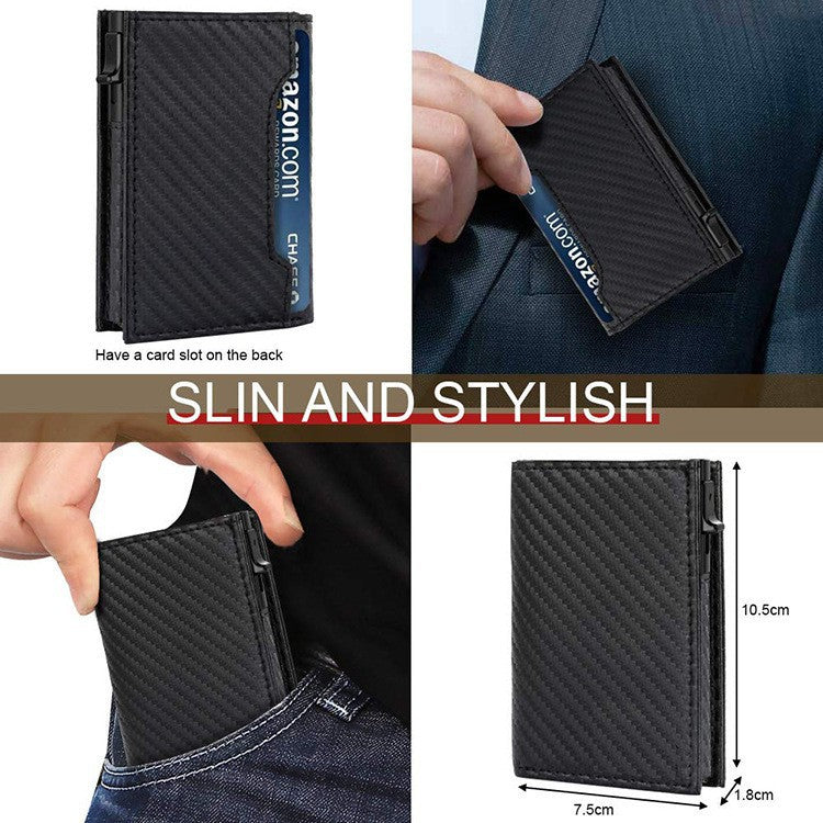 Men's Leather Aluminum Alloy Box Clamp Double Men's Wallets