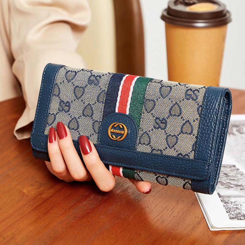 Mobile Integrated Long Simple Folding Female Card Holder