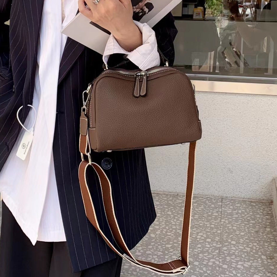 Women's Fashion Genuine Leather Boston First Layer Crossbody Bags