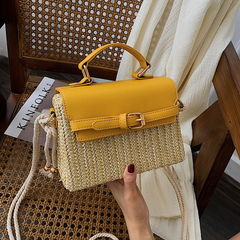 Women's Style Straw Woven Fashionable Box Western Beach Women's Shoulder Bag