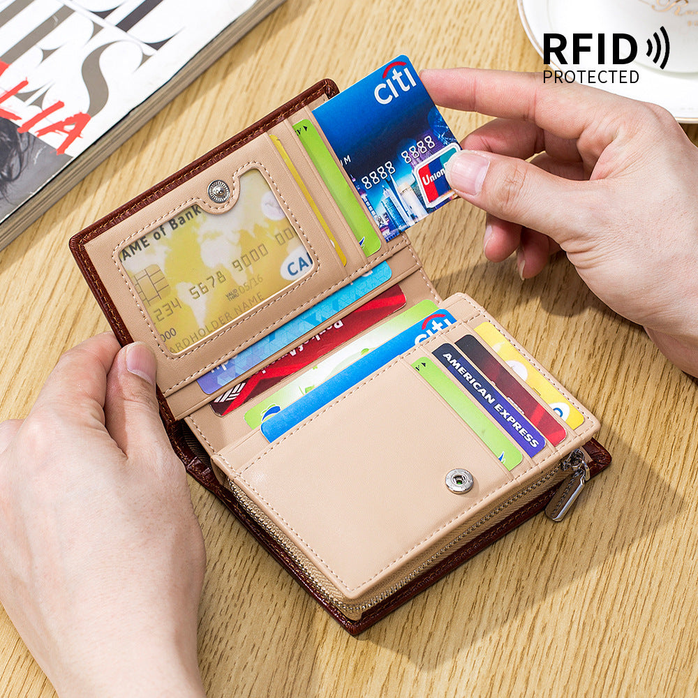 Men's Short Business First Layer Cowhide Retro Card Holder