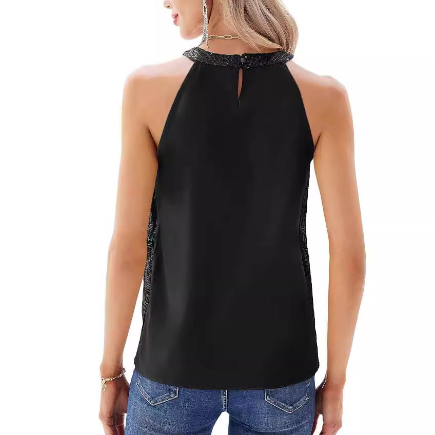 Women's Halter Round Neck Sequin Fashion Camisole Tops