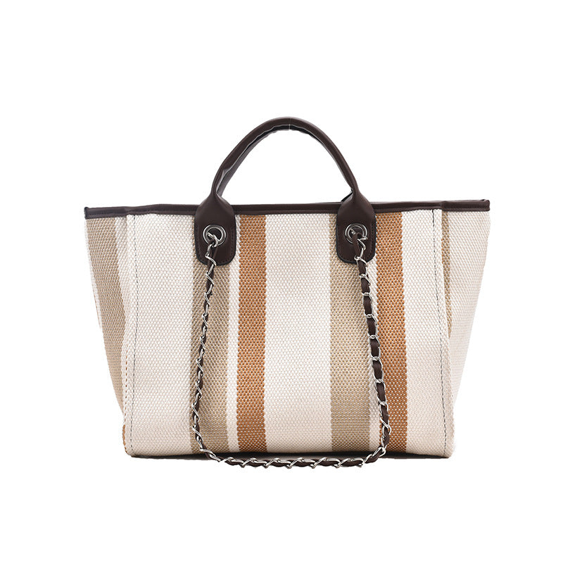 Women's Large Capacity Striped Chain Tide Class Women's Shoulder Bag