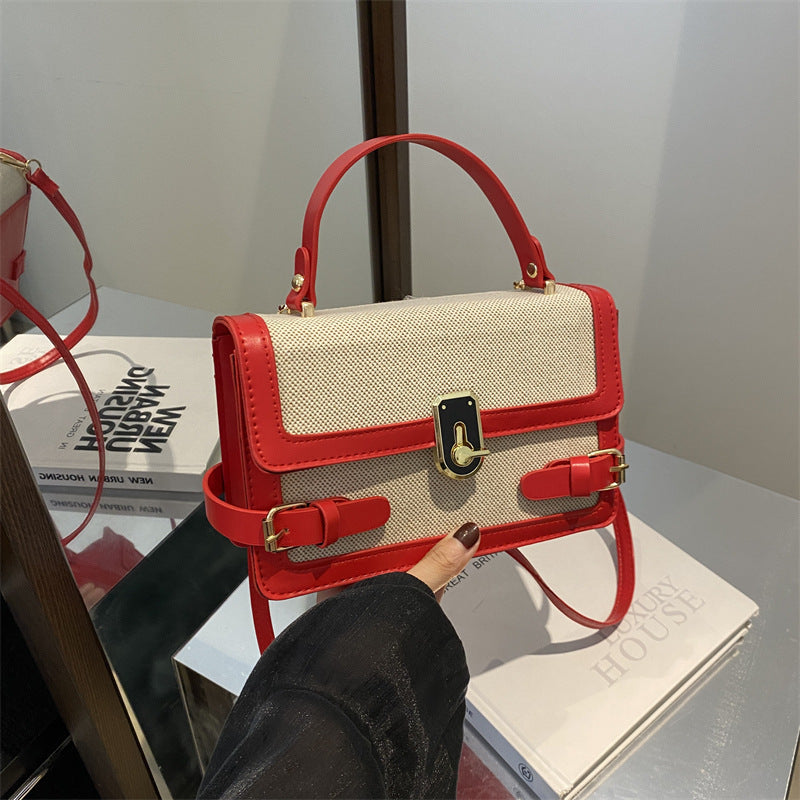 Trendy Contrast Color Western Style Portable Women's Shoulder Bag