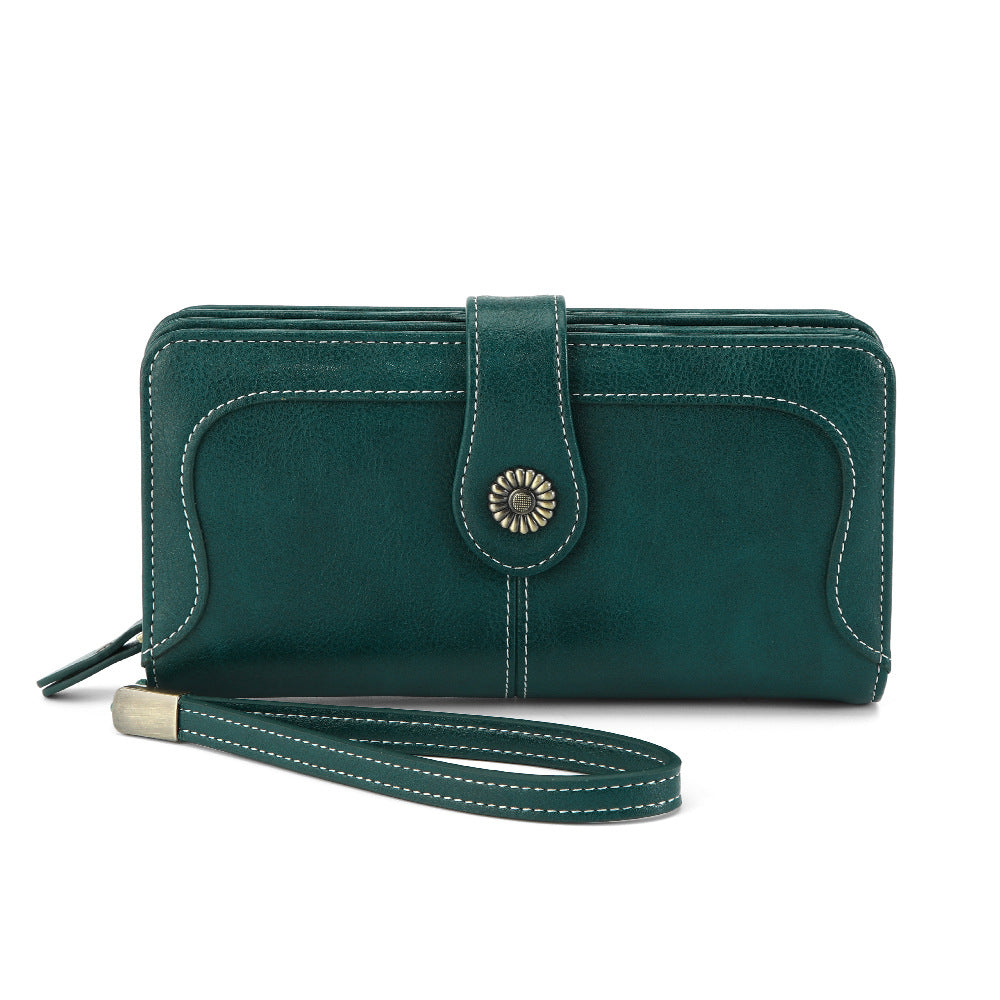 Female Retro Oil Wax Skin Multiple Ladies Wallet