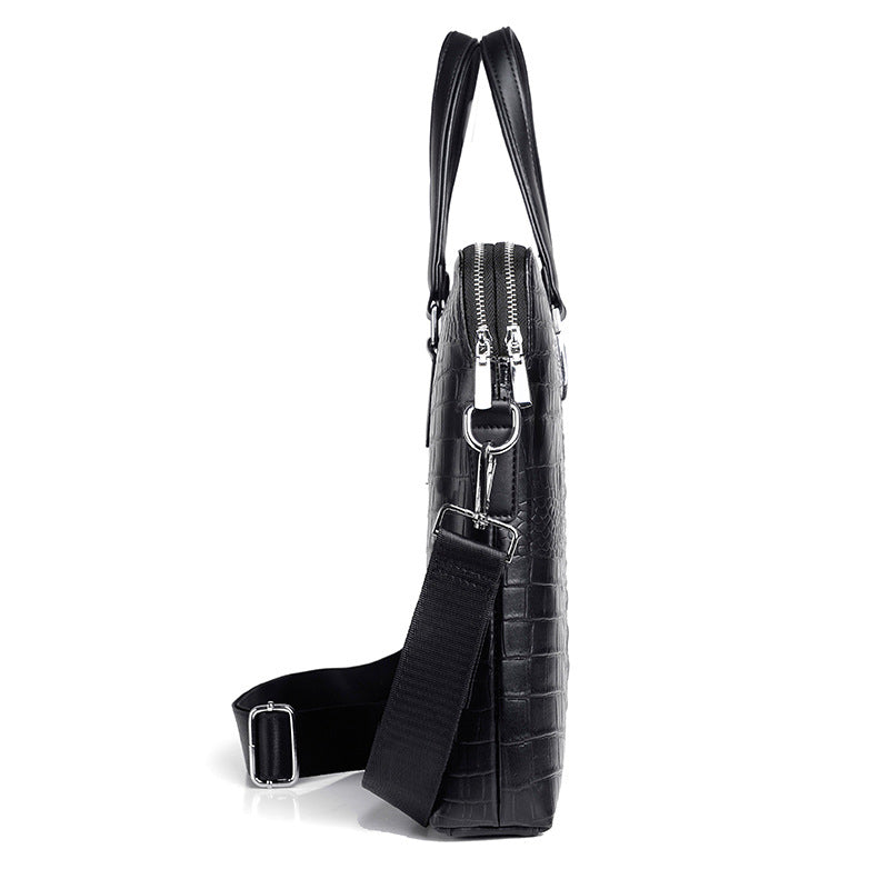 Men's Crocodile Computer Horizontal Double Zipper File Men's Handbags