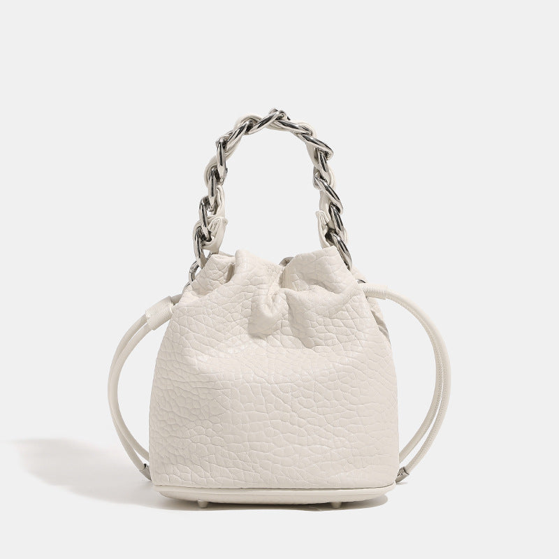 Women's Chain Lychee Pattern Fashion Niche High-grade Soft Bucket Bags
