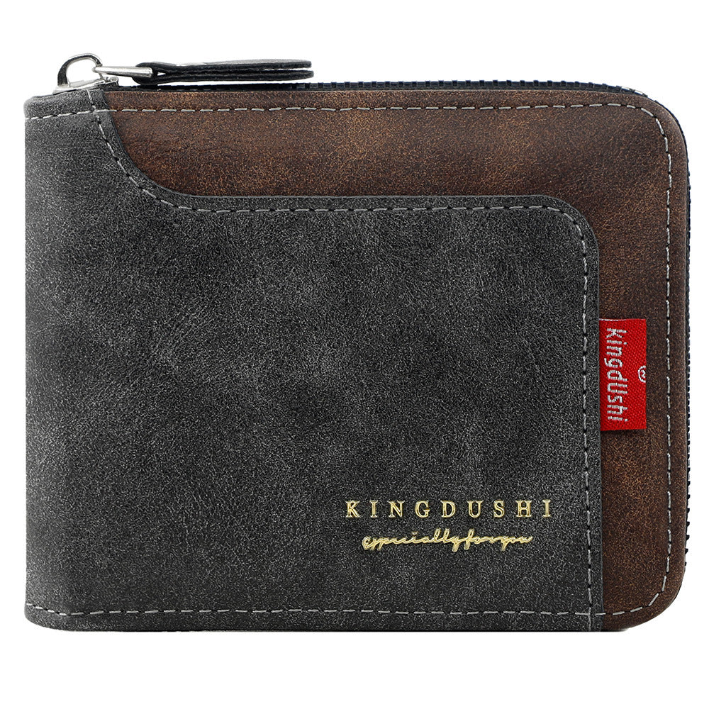 Men's Short Vintage Patchwork Chain Zipper Men's Wallet