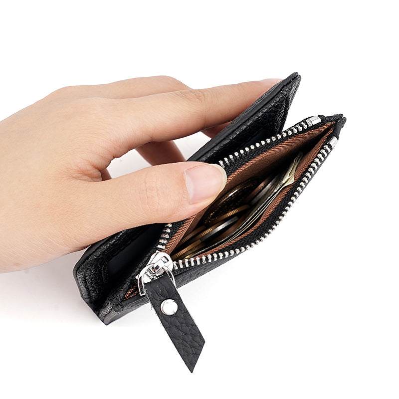 Women's First Layer Cowhide Multiple Slots Scanning Short Purses