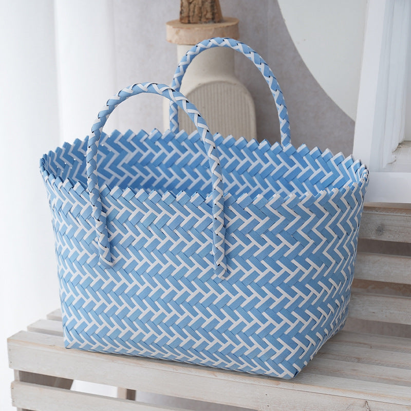 Women's Portable Vegetable Basket Woven Large Capacity Beach Tote Bags