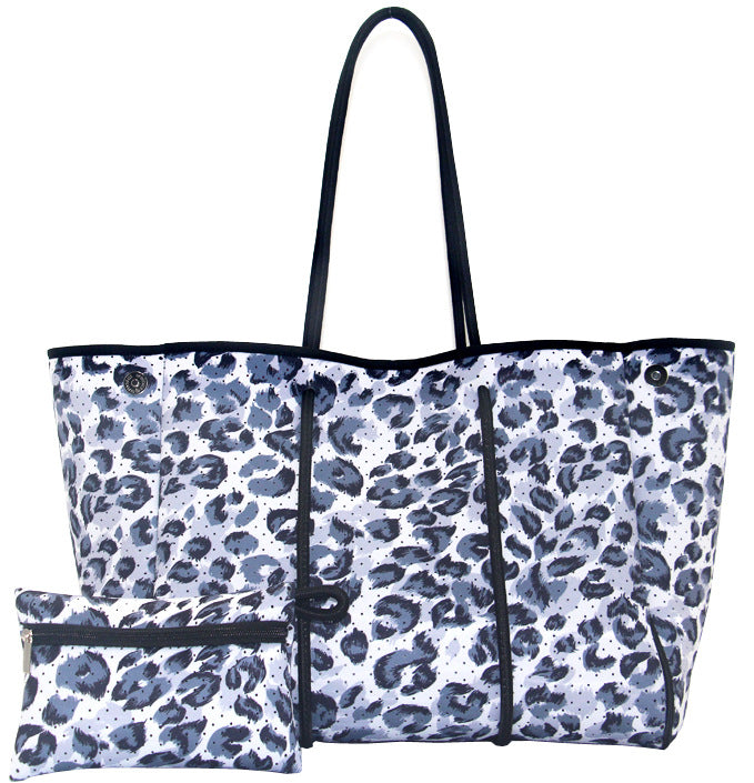 Leopard Print Printed Black Portable Beach Shoulder Bags