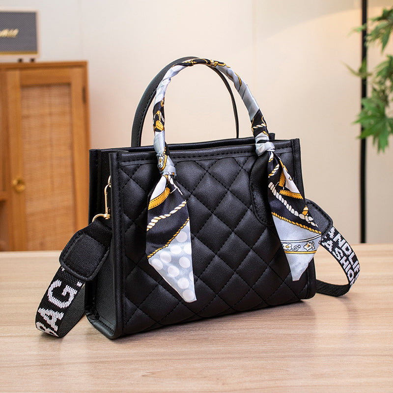 Women's Rhombus Embroidered Silk Scarf Girdle Letter Women's Messenger Bag