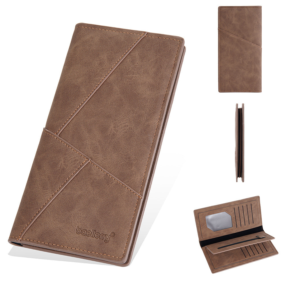Men's Fashion Long Frosted Open Multiple Slots Large Capacity Men's Wallet