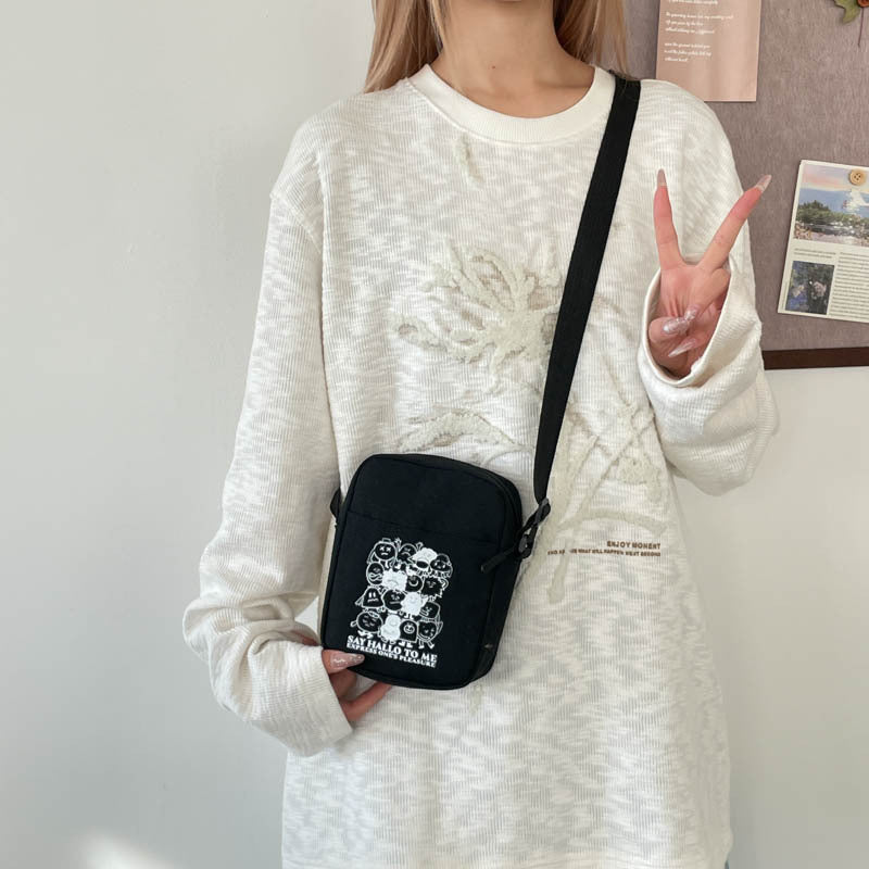 Women's Artistic Cartoon Leisure Stylish Lightweight Mobile Canvas Bags